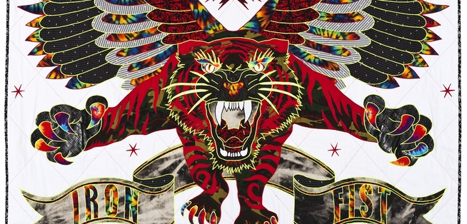 Image Iron Fist Hand Made Quilt With Recycled Fabric 95 X 60 © Ben Venom