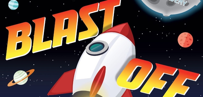 Word Lounge Blast Off 2Pp A5 Publicity Leaflet Front With Funders
